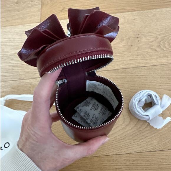 Pedro - Micro Barrel Pouch in Wine Red & Silver - Picture 5 of 5